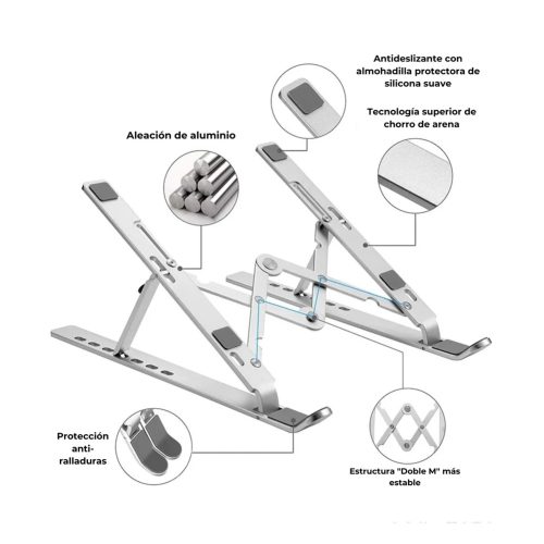 Soporte notebook metal ajustable portátil Rayoshop Chile