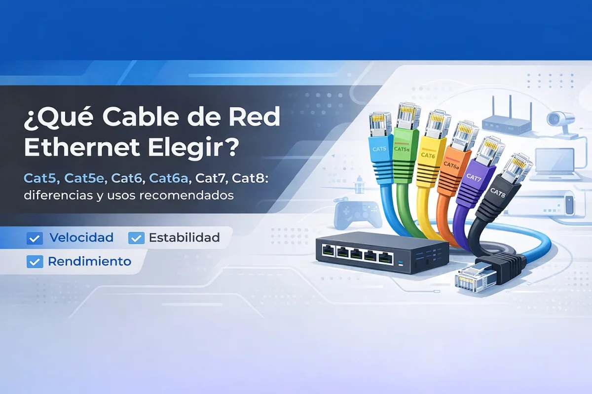Tipos de cables de red Ethernet explicados por Rayoshop Chile