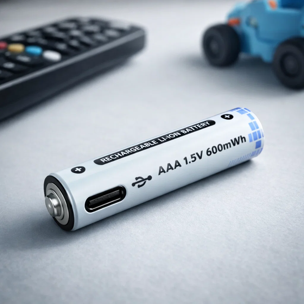 Dos pilas AAA recargables USB-C con cable doble USB-C Rayoshop Chile