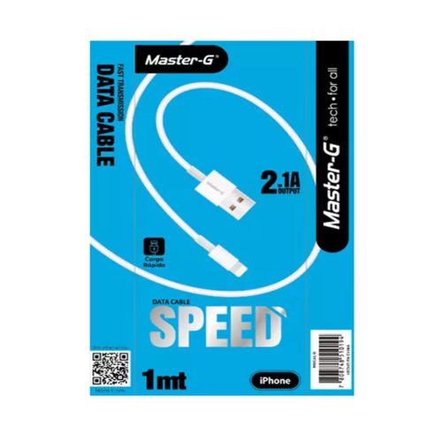 Cable de carga rápida USB A a Lightning 2.1A Master-G para iPhone de 1 metro