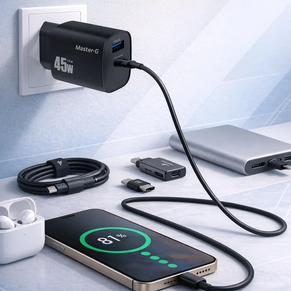Adaptador de corriente USB-C 45W Rayoshop carga rápida