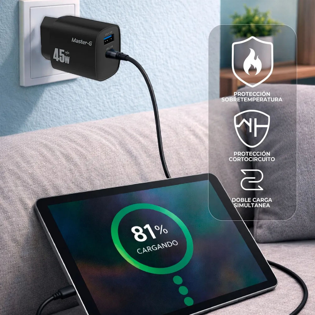 Cargador universal USB-C 45W Rayoshop ecommerce Chile