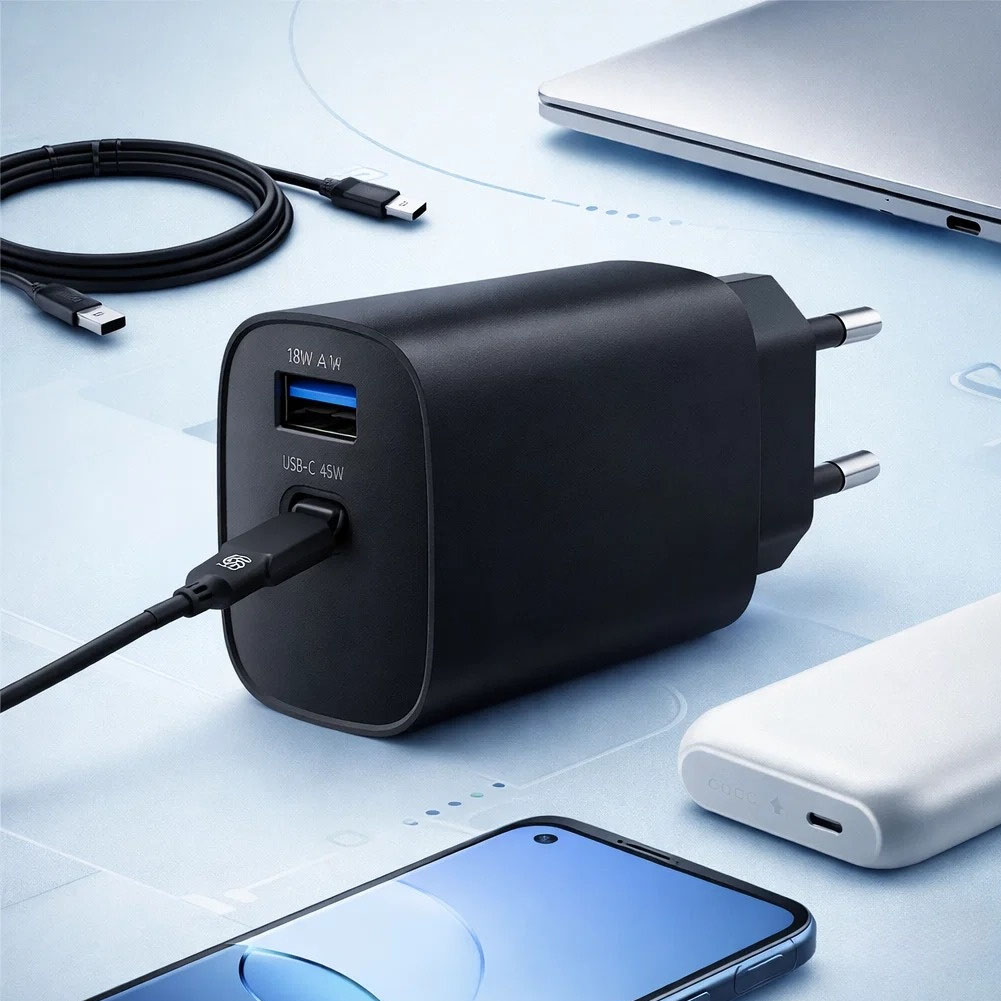 Cargador USB y USB-C 45W Rayoshop para laptop y smartphone