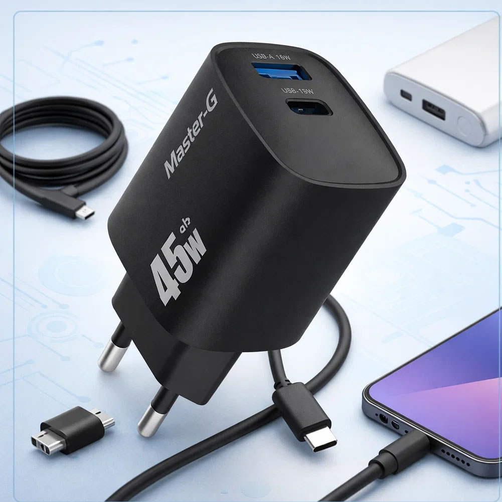Cargador USB y USB-C 45W Rayoshop para laptop y smartphone