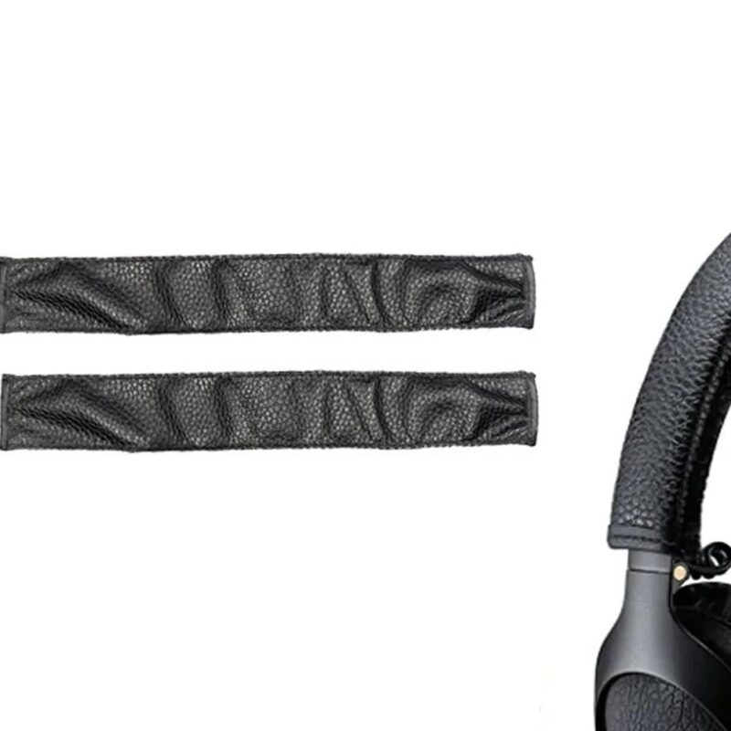 Dos tiras negras de cuero sintético y parte de unos audífonos Marshall Monitor muestran una diadema de repuesto acolchada y texturizada.