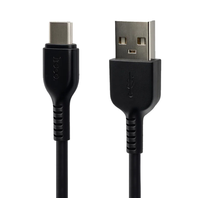 Cable Hoco X20 USB-A a USB-C de 3 metros en negro, con carga y transferencia de datos para teléfonos móviles, tablets y otros dispositivos.