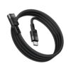 El cable Hoco U107 USB-C a USB-C negro de 1,2 metros muestra conectores metálicos y diseño trenzado para carga y transferencia de datos.