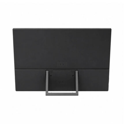 La parte trasera de un monitor portátil LEVO NexView negro muestra su soporte abatible central y un diseño delgado sobre fondo blanco limpio.