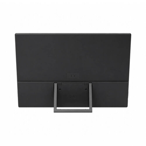 La parte trasera de un monitor portátil LEVO NexView negro muestra su soporte abatible central y un diseño delgado sobre fondo blanco limpio.