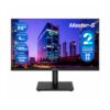 Un monitor Master-G MGME2230 de 22 pulgadas muestra una ciudad nocturna con datos de 4 ms, 100 Hz, HDMI y VGA, y garantía 2025.
