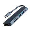 Hub 6 en 1 Adaptador Multipuertos USB-C a 2xUSB, USB-C, HDMI, TF, LECTOR SD