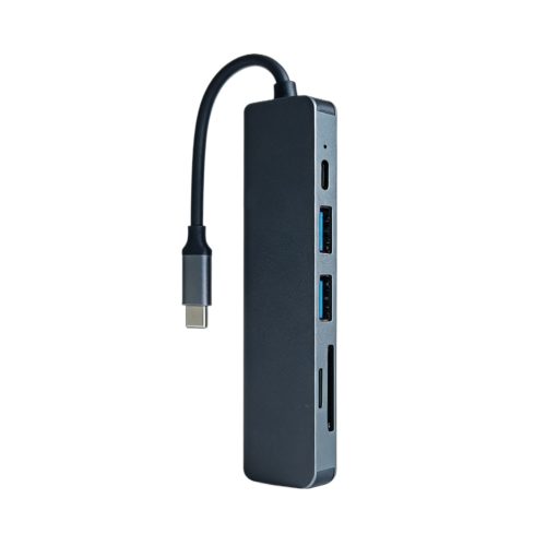 Hub 6 en 1 Adaptador Multipuertos USB-C a 2xUSB, USB-C, HDMI, TF, LECTOR SD - Imagen 2